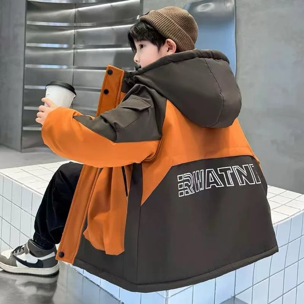 男童棉服冬季加绒加厚2024新款儿童宽松休闲帅气保暖派克服