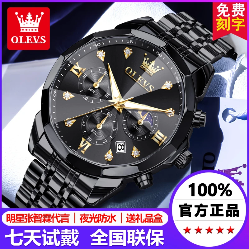 瑞士认证正品牌黑武士男士手表男款全自动机械表防水夜光石英腕表