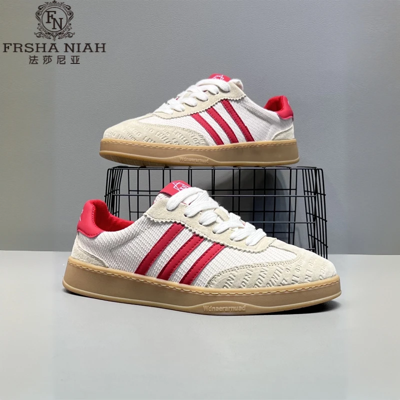 法莎尼亚时尚系带休闲男鞋三条杠低帮阿甘鞋轻奢运动痞帅时尚潮鞋