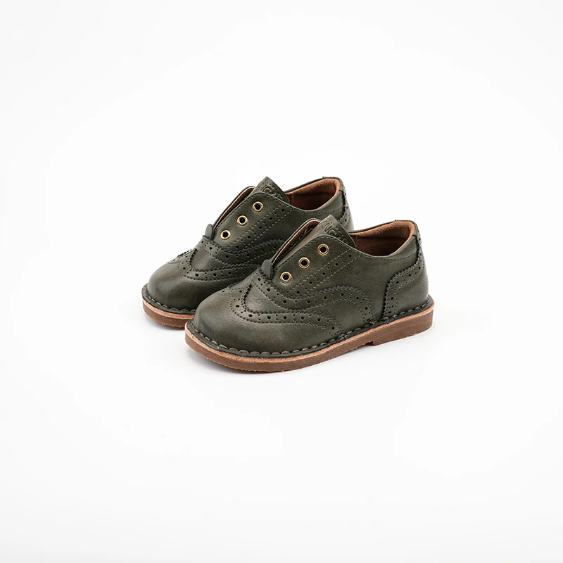 捡漏 手工复古魔术贴婴童英伦风皮鞋2409