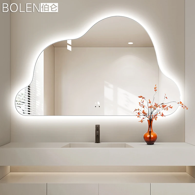 智能网红梳妆台浴室镜云朵异形玄关镜家用卫生间洗漱台壁挂墙镜子