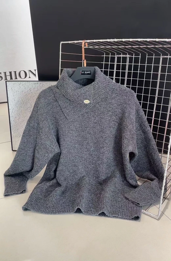 唐琪女装【W6797】2024新款围脖领针织上衣