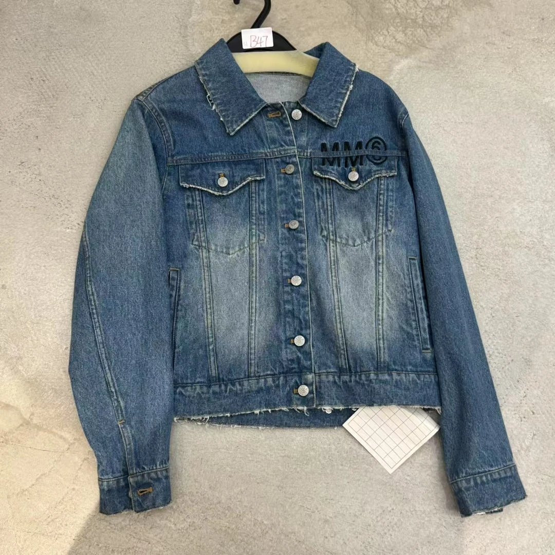 B47慕溢-25时尚蓝色字母牛仔外套