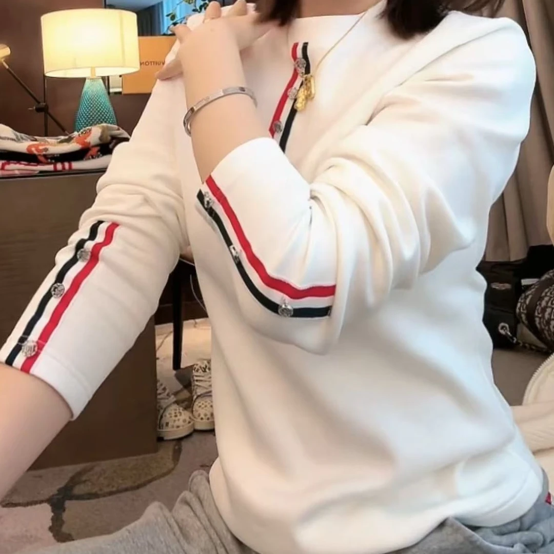 2025秋冬新款设计感韩版圆领气质百搭双面加绒T恤LK2500316