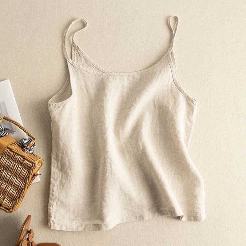 品牌商场大牌撤柜尾货棉麻吊带背心女宽松休闲内搭轻薄棉麻上衣夏