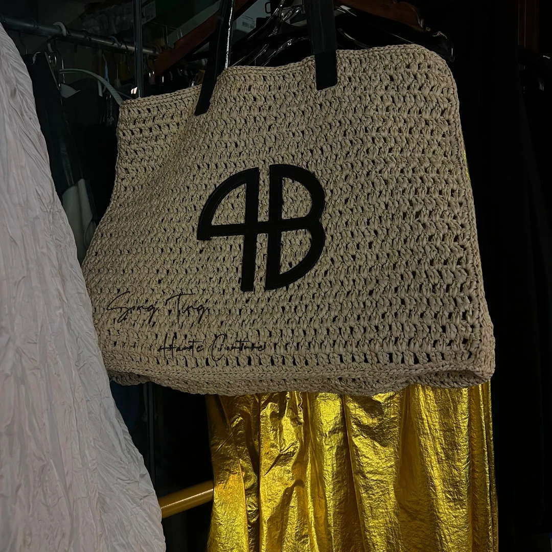 SONGTING 大容量编织沙滩包 草编镂空托特包手提包