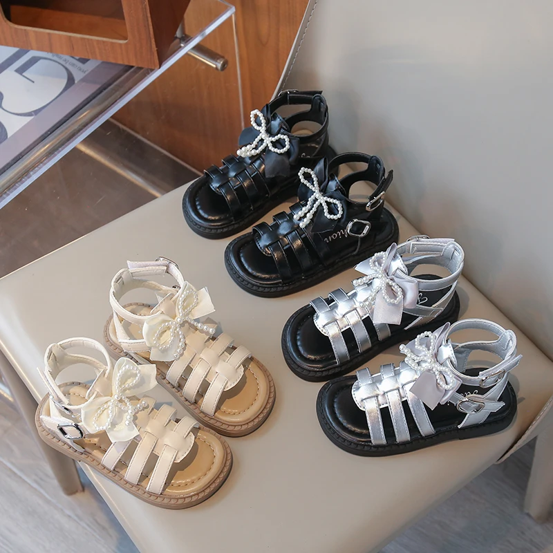 女童公主鞋2025年夏季新款儿童沙滩鞋女孩蝴蝶结露趾凉鞋YH-092