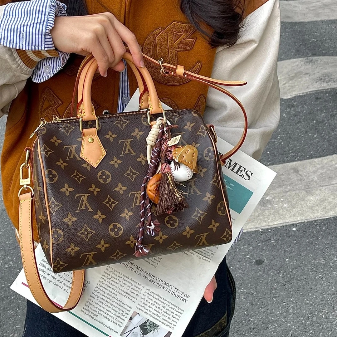 95新 LouisVuitton/路易威登 全原Speedy25肩带芯片枕头包现代款
