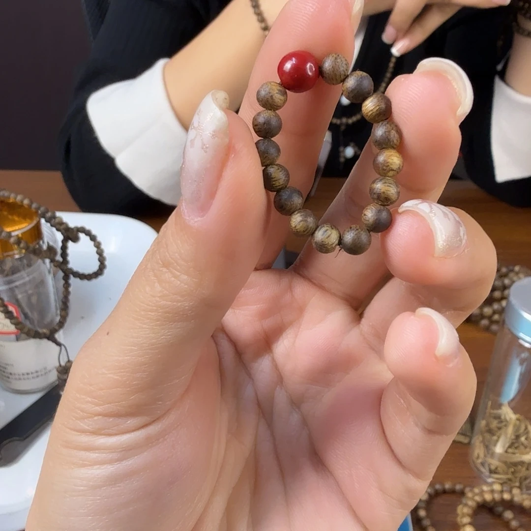 沉香碎屑沉香4mm小米粒戒