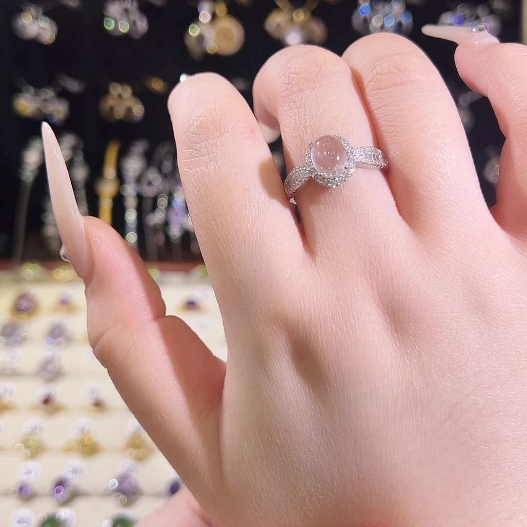 花***^戒指水晶银S925镶嵌