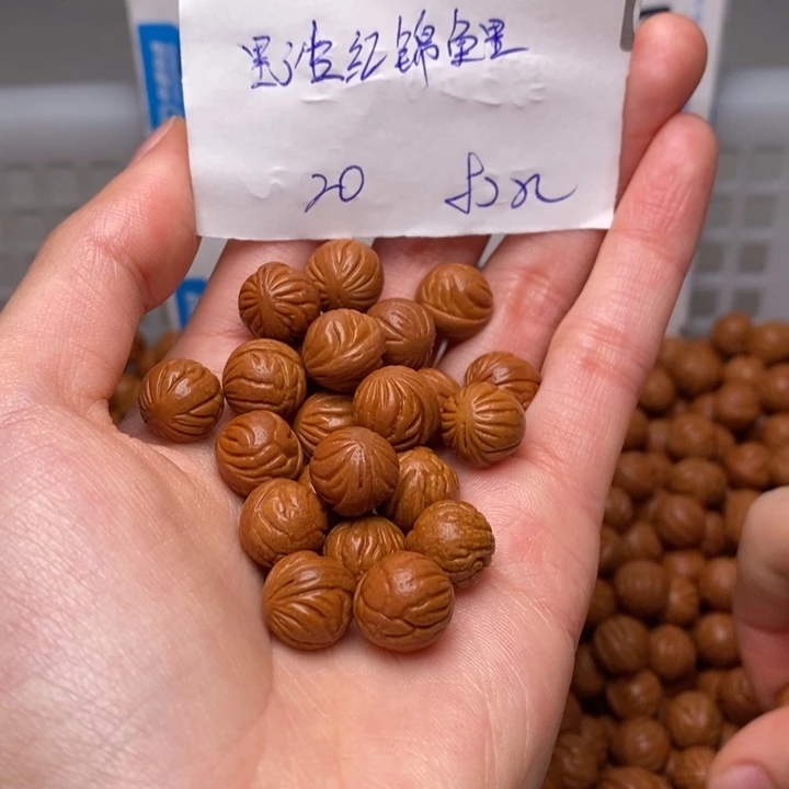 桃核手串11mm左右野生红锦鲤20颗（打孔）