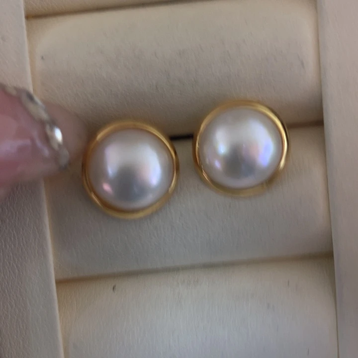 耳饰拼合珍珠（马贝珠）银S925镶嵌