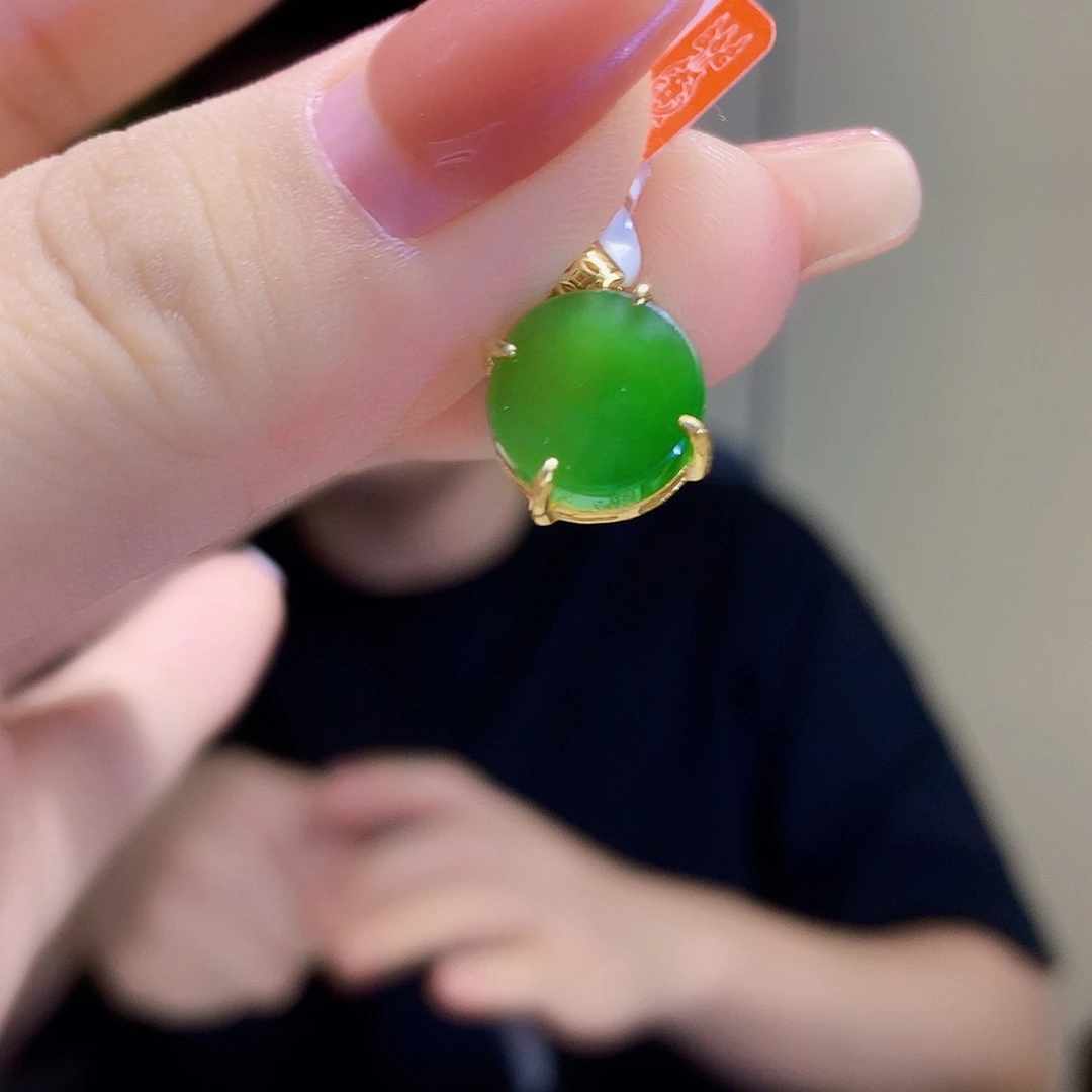 和田玉（碧玉）银S925镀金镶嵌颈饰