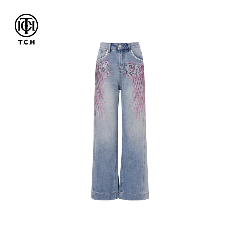 TCH私服烫钻工艺新款时尚休闲百搭牛仔裤女T75A20E5142轻奢tch