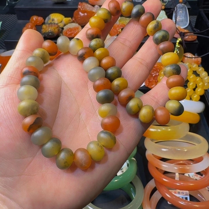 下***的石英质玉（金丝玉）未镶嵌手链8✖️11