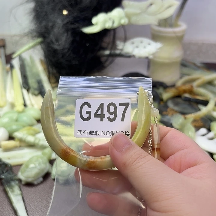 蛇纹石玉合金发饰鱼*