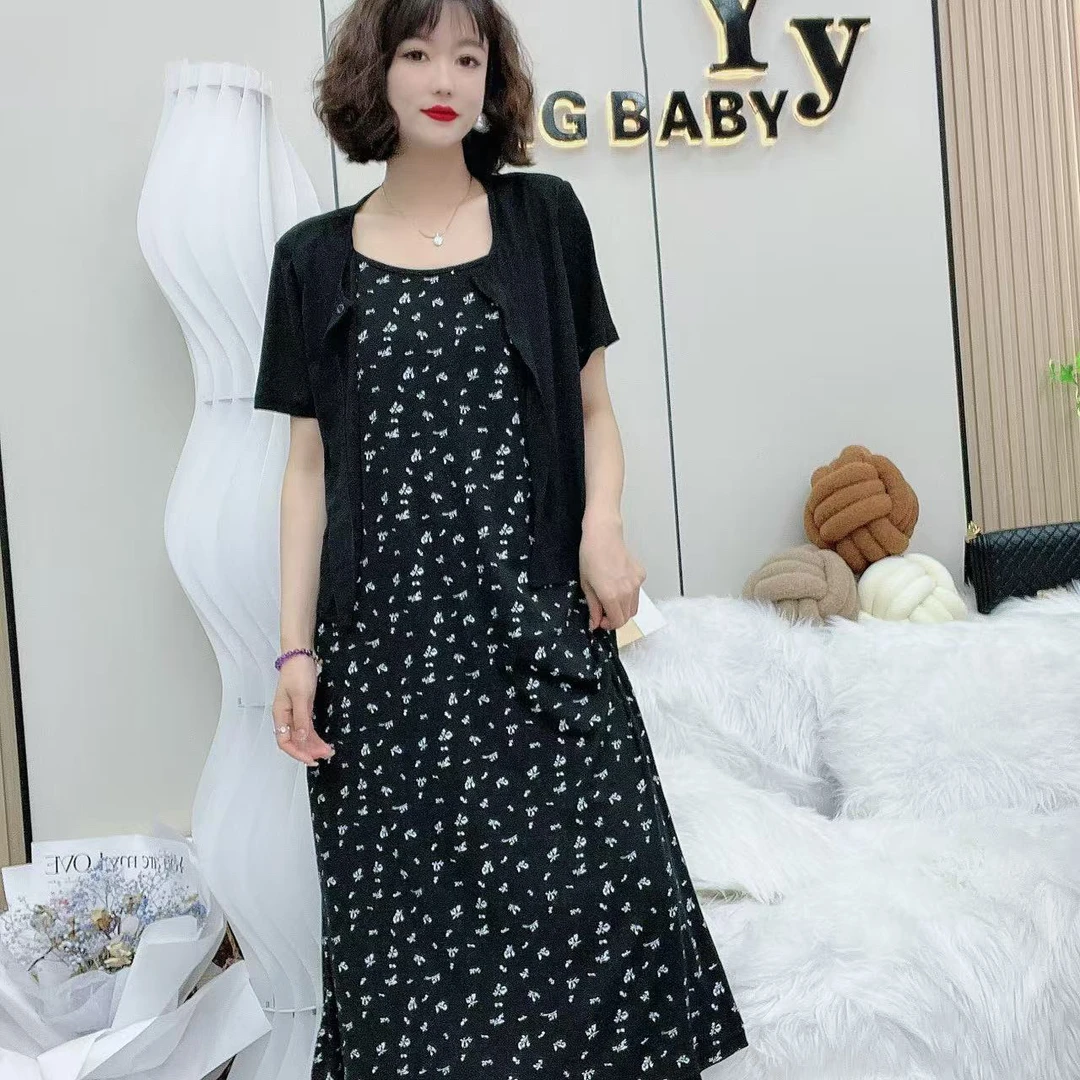 YY大码(慵懒)短袖气质百搭碎花显瘦夏季套装
