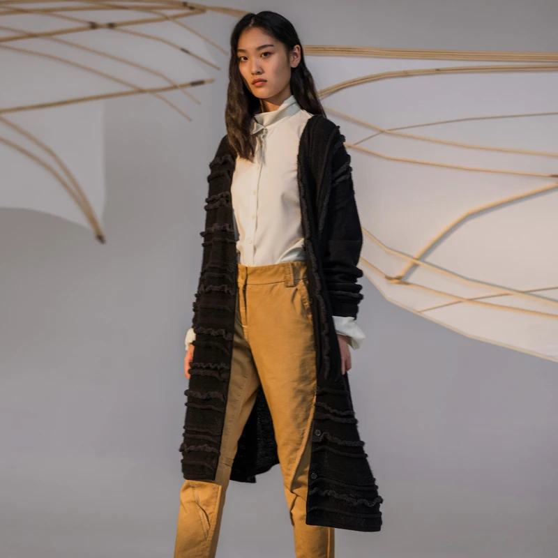 【妍妍专属】例外春秋款不对称设计开衫毛衣外套女A119-Q2P03