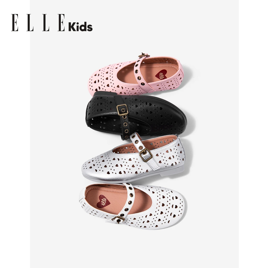 ELLE KIDS童鞋女童皮鞋夏季新款镂空透气百搭女孩玛丽珍浅口单鞋