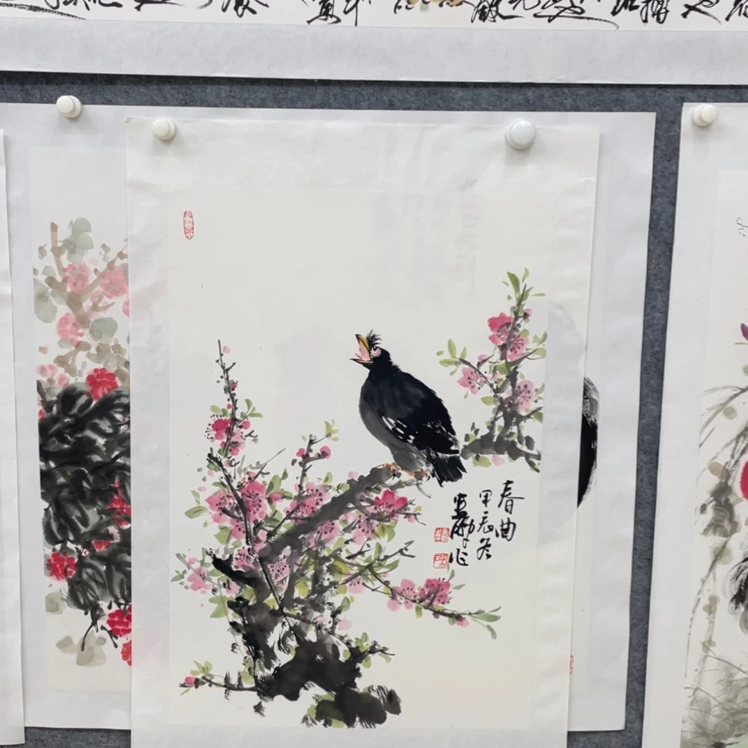 国画娄鹏四尺三开