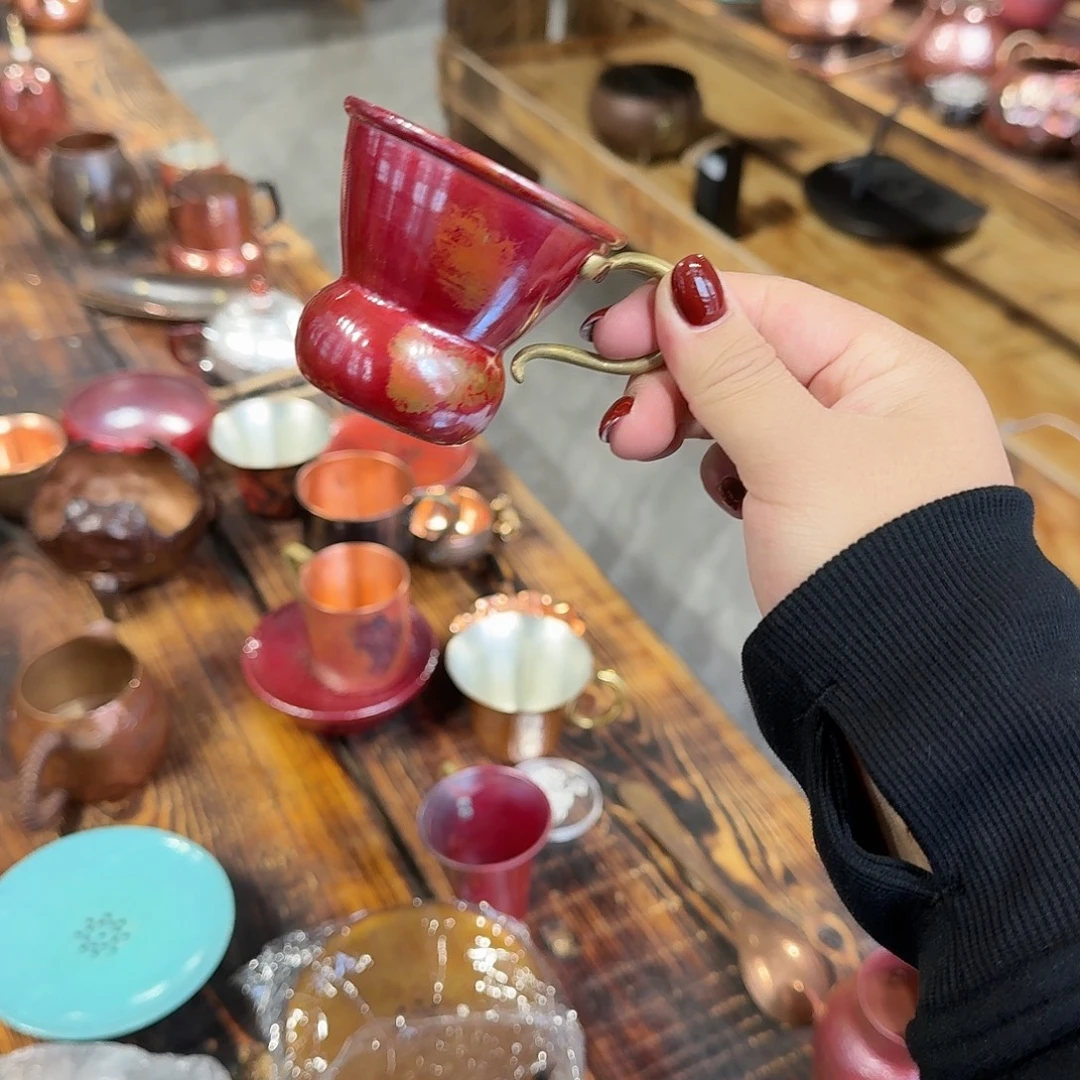 紫铜手工制作主人杯淬火