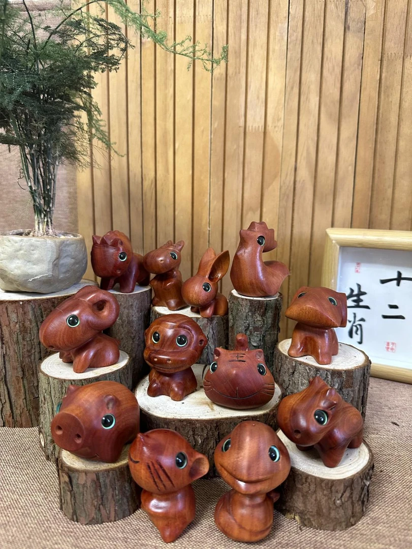 花梨木原创（十二生肖）可爱摆件挂件
