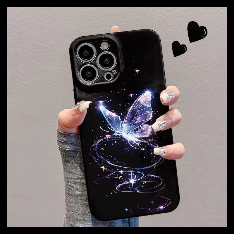 简约梦幻蝴蝶适用苹果16手机壳华为创意vivo小米15防摔oppo菲林壳