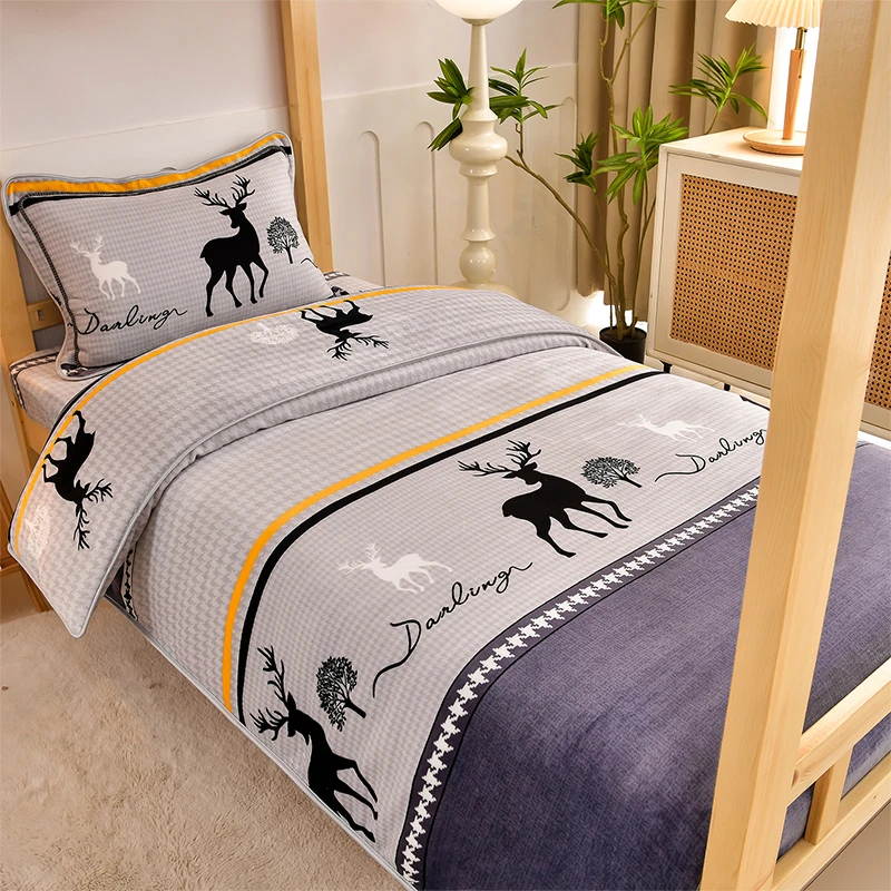 0.9-1.2床可用冬季寝室牛奶绒三件套加绒宿舍床加厚直角床单包边