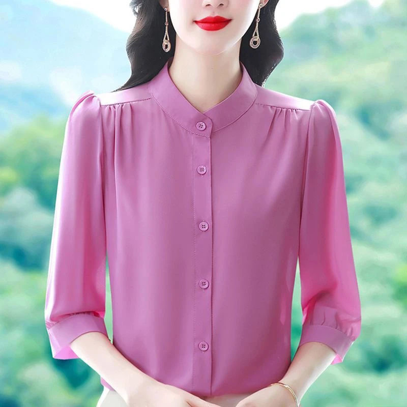 上衣衬衫高级感女薄普宁减龄洋气上衣阔太太广东轻奢洋气衬衫女