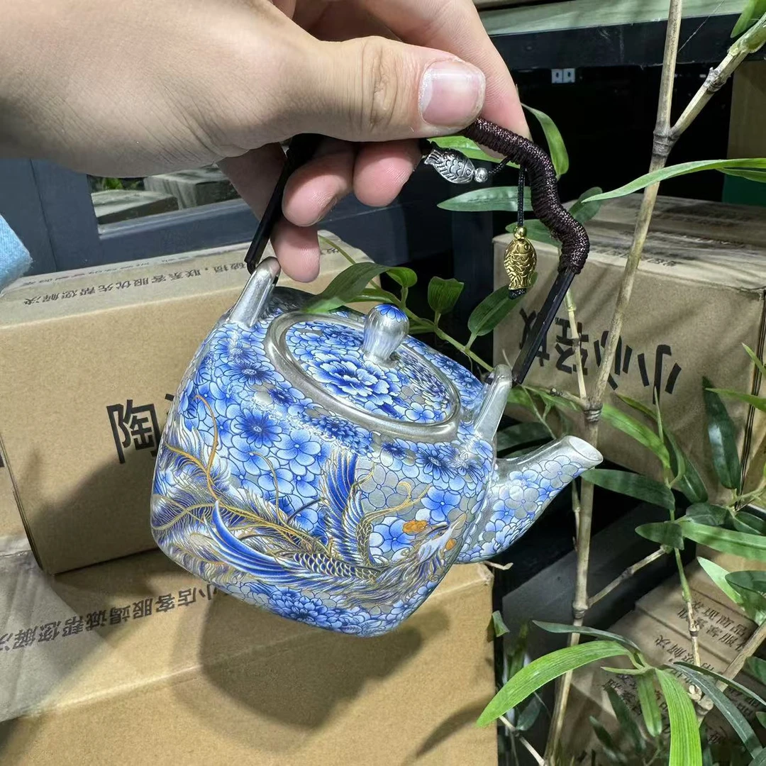 【中国邮政专属链接】青花鎏银提梁龙茶壶  1518