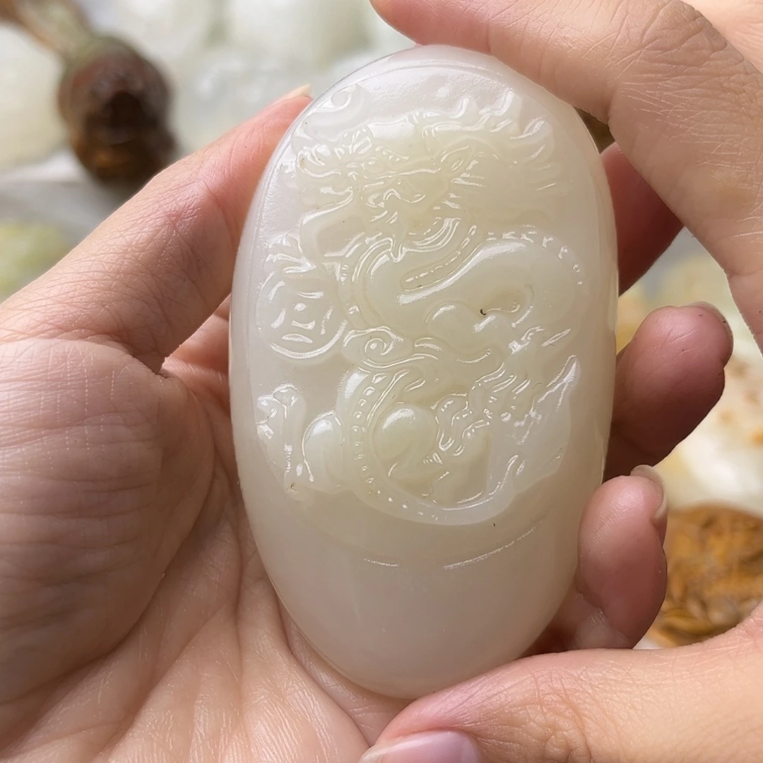 石材方解石手把摆件不退换龙