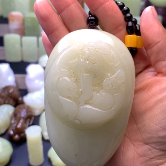 石材方解石手把件