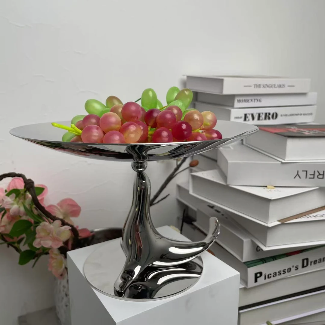 欧式轻奢客厅创意果盘高颜值餐具餐桌家用海豚果盘