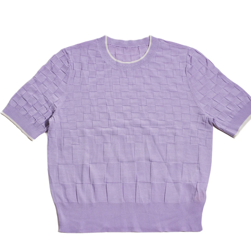 【琥珀流光】GTS新疆天山纯色薄款圆领百搭休闲短袖通勤针织衫上衣