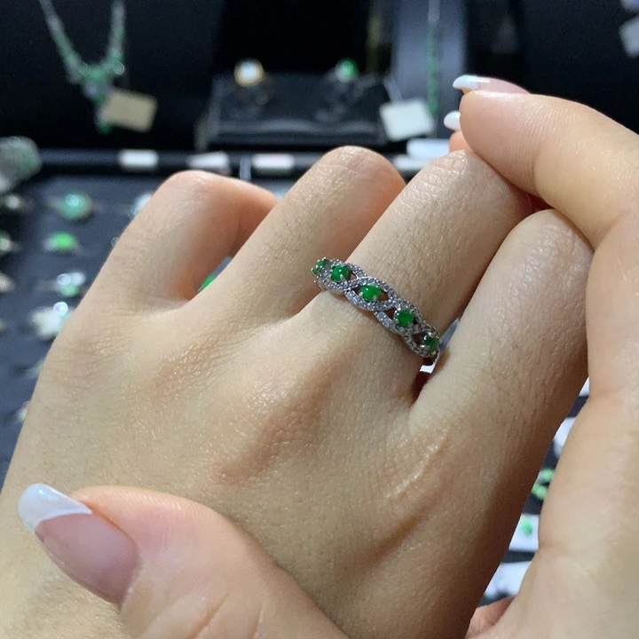 翡翠银S925镶嵌戒指