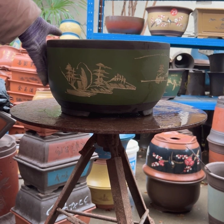 30绿描金球盆花盆花盆