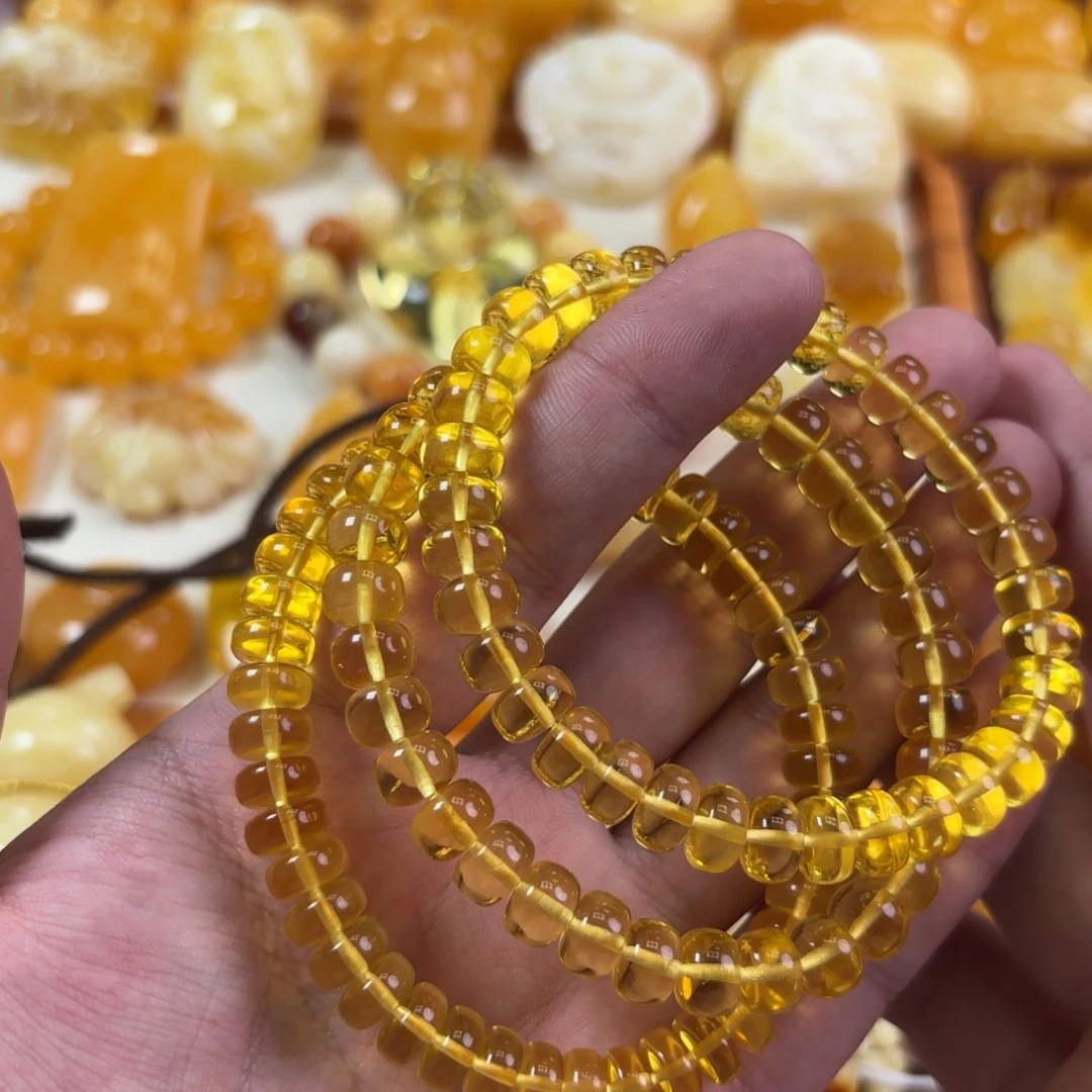 蜜蜡未镶嵌裸石手串