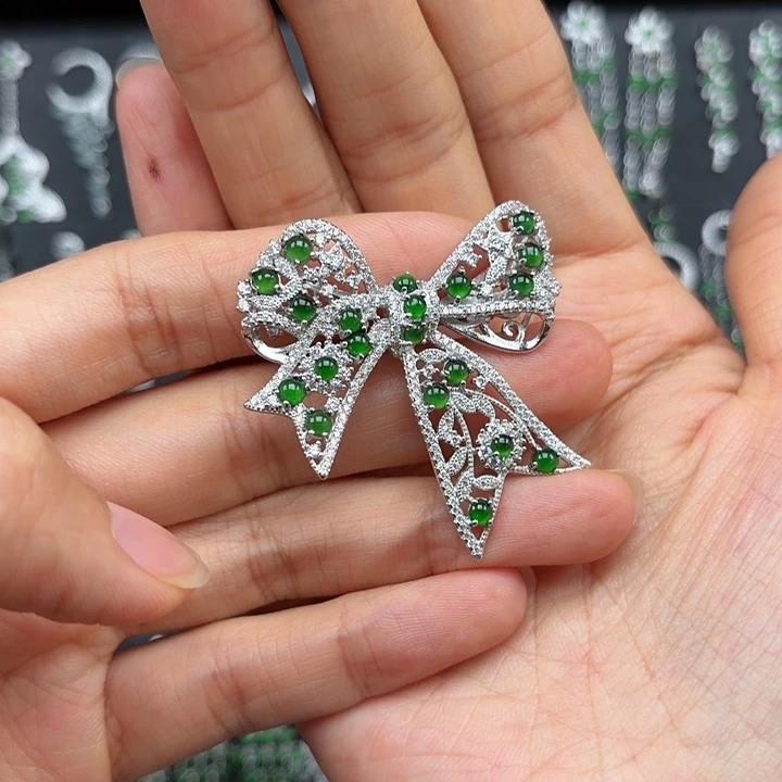 翡翠银S925镶嵌耳饰