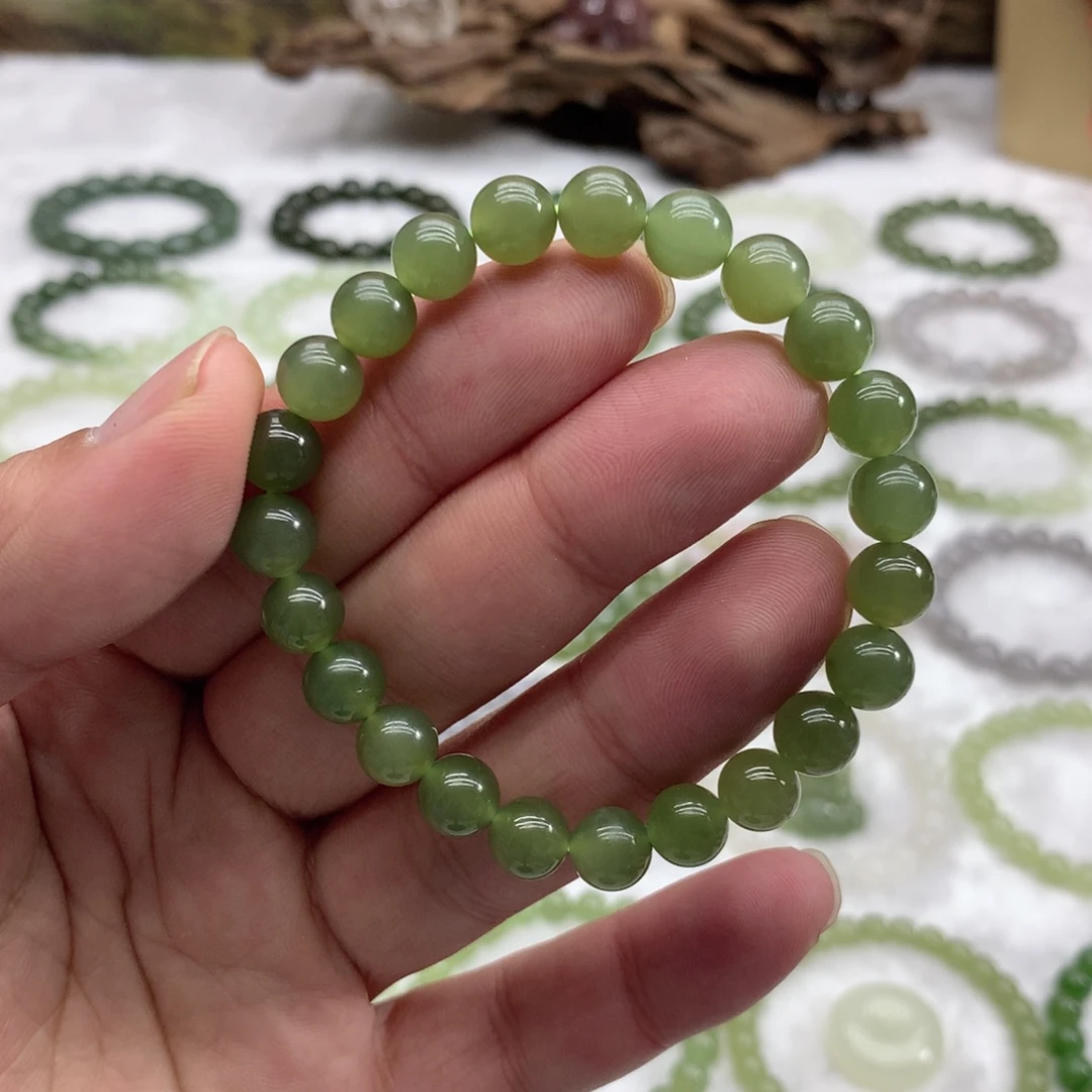 和田玉未镶嵌手串（湖水绿8）