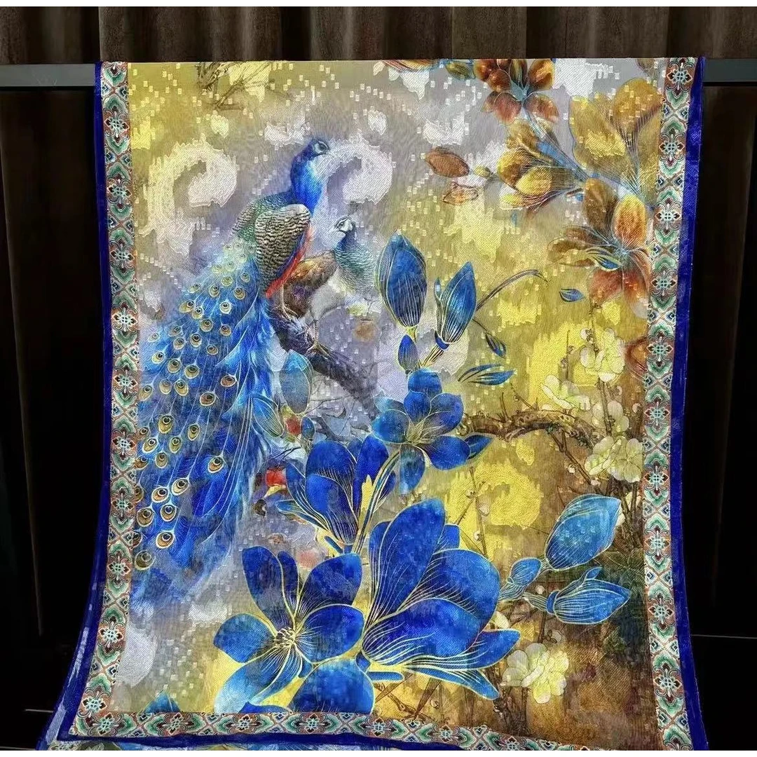 A216【芳情雀艳】双绉剪花轻奢高定丝巾披肩70*180