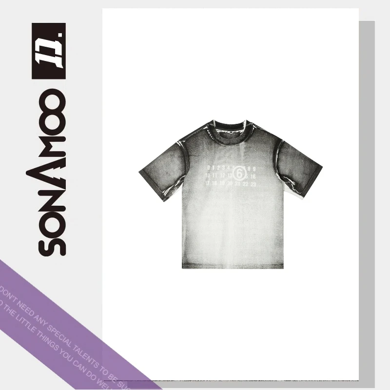 【D12209】Sonamoo纯棉短袖手工刮印时尚圆领T恤D12209
