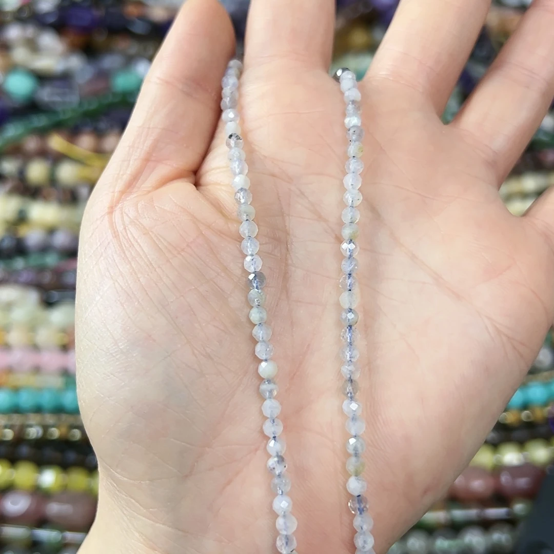 玛瑙/玉髓合金珠宝半成品卡3天然灰月光切面一条