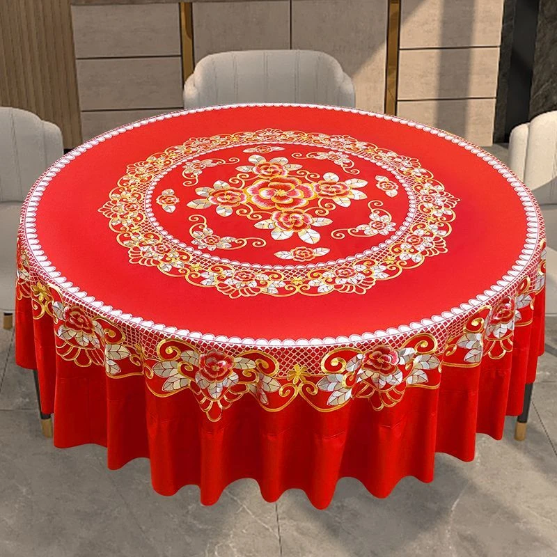 加厚防水防油防烫免洗圆形桌布家用酒店餐厅桌面装饰台布