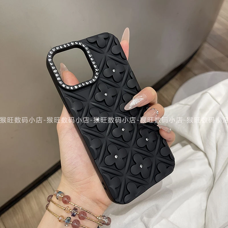 闪钻高级朵印壳适用iPhone16promax手机壳苹果15pro创意14/13网红