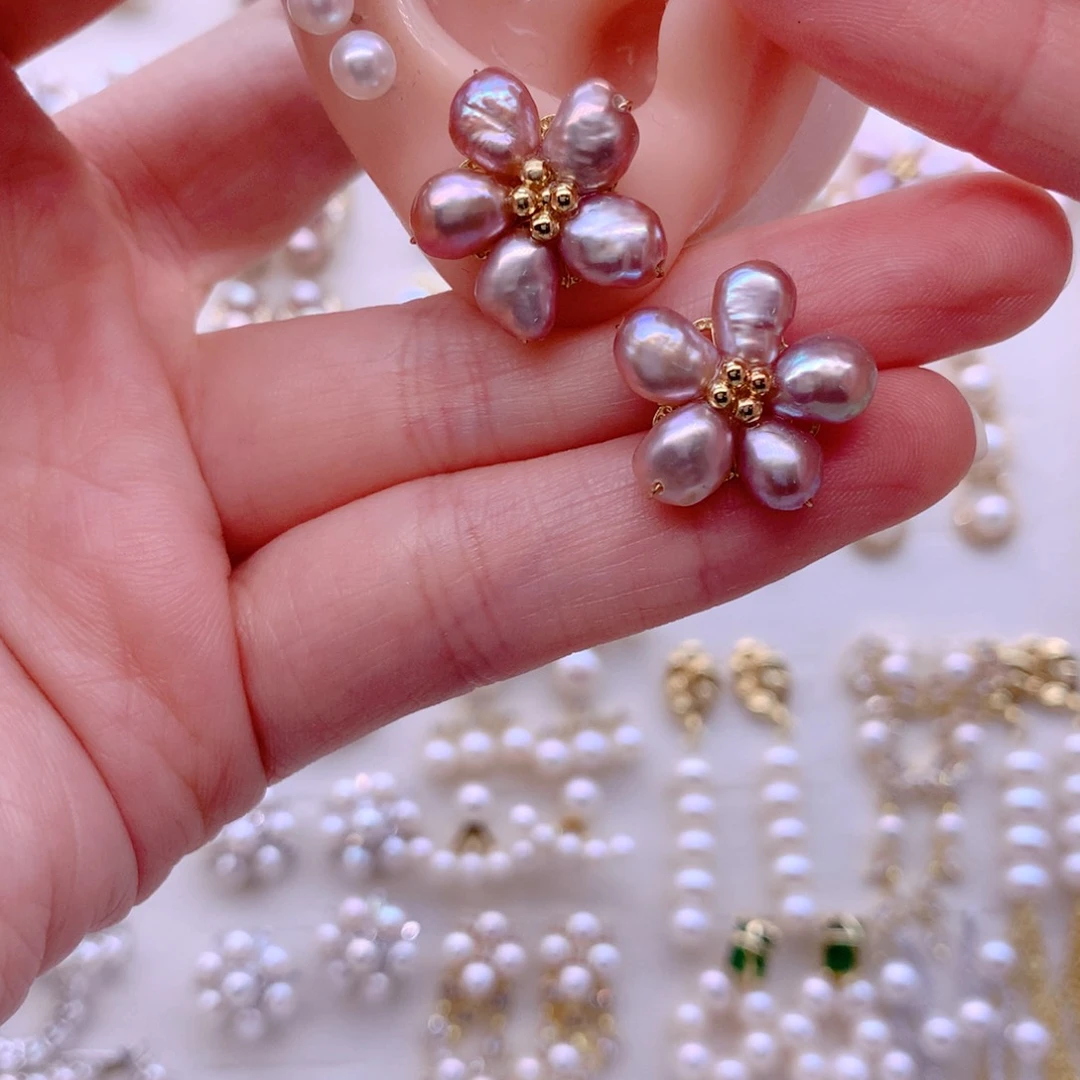 合金淡水珍珠耳饰