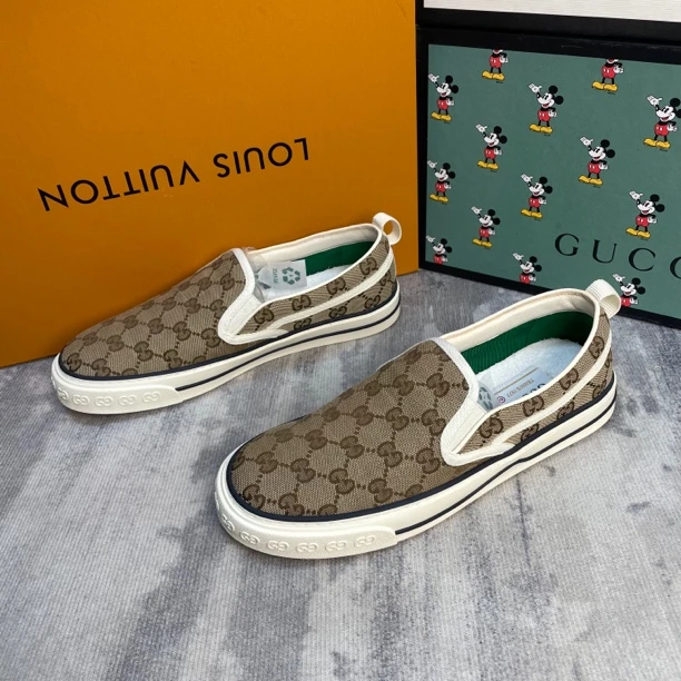 99新 GUCCI/古驰 乌木色双G老花1977系列一脚蹬/40.5欧
