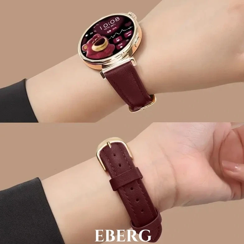 适用华为gt6手表gt5新年红真皮表带gt4柔软gt3女款watch5腕带秋冬