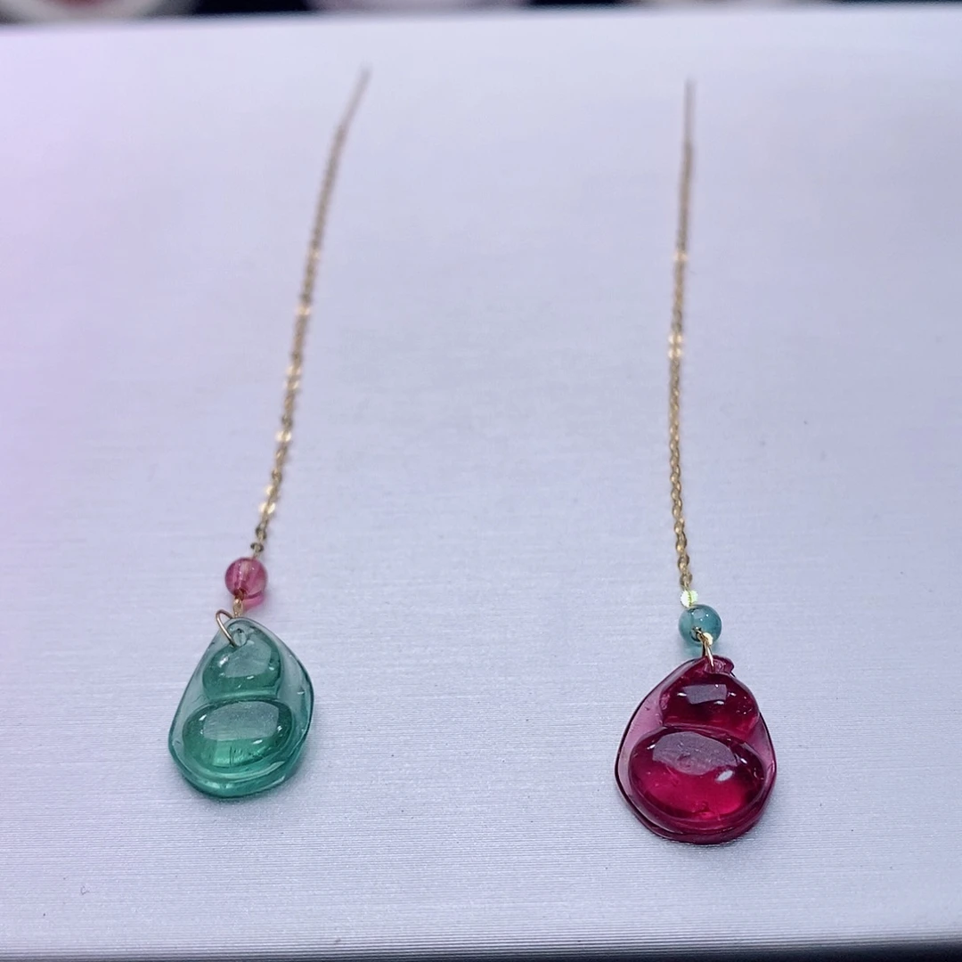 碧玺耳饰18K金镶嵌碧玺耳饰