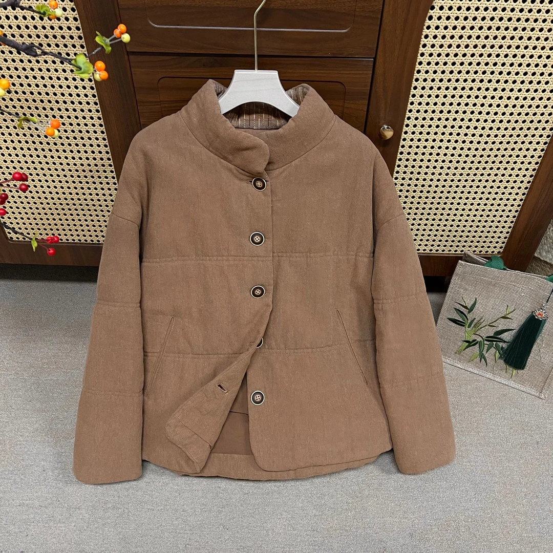 【旧冬】亚麻棉服文艺复古保暖冬季外套女款休闲慵懒45201