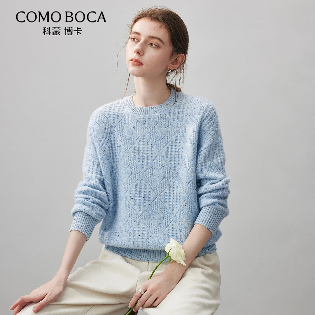 COMOBOCA/科蒙·博卡25冬季空气层长袖毛衣加厚100纯羊绒衫KST3734